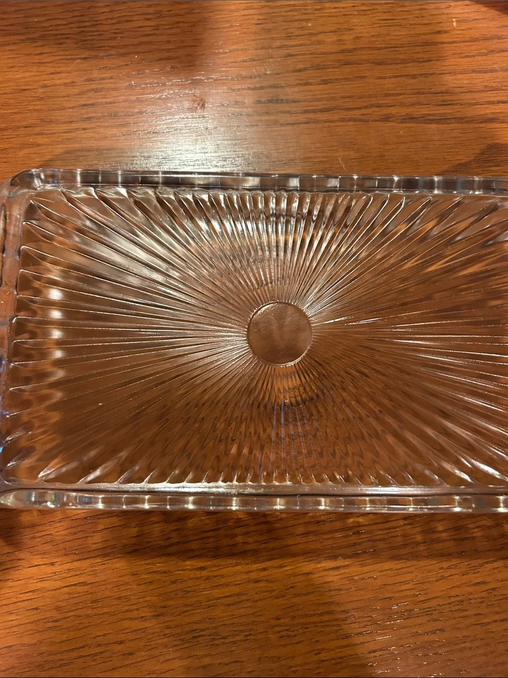 Vintage clear pressed glass rectangular 10”